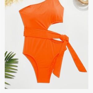 NWT Monokini Yonique Vibrant Orange One-Piece Swimsuit